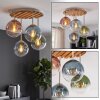 Plafonnier Gastor Boho, lattes de bois, ø 39,5 cm, E14, variateur externe
