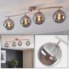 Plafonnier moderne Gastor à 4 lumières avec abat-jour ronds en verre fumé