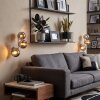 Applique murale Koyoto moderne, set de 2, à 3 lumières, abat-jour ronds chromés