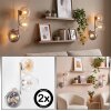 Applique murale moderne Koyoto en lot de 2 avec 3 abat-jour en verre fumé, ambre et clair