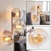 Applique murale Koyoto moderne, 3 abat-jour en verre clair ambré, douilles E14
