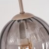 Plafonnier moderne Koyoto avec 4 abat-jour ronds en verre fumé cannelé, ø 15 cm