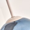 Plafonnier moderne Koyoto à quatre abat-jour ronds en verre bleu, vert et cuivré