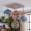 Plafonnier moderne Koyoto à quatre abat-jour en verre coloré pour la table à manger