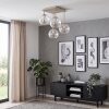 Plafonnier moderne Koyoto à 4 lumières avec abat-jour ronds en verre cannelé clair