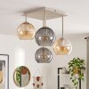 Plafonnier moderne Koyoto, cluster à 4 lumières, abat-jour fumés et ambrés