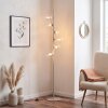 Lampadaire Gastor à 6 lumières avec abat-jour ronds en verre clair, pour le coin lecture