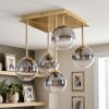 Suspension moderne Chehalis à 5 lumières avec abat-jour ronds en verre clair