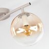 Plafonnier moderne Gastor à deux abat-jour ronds en verre ambre et clair