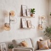 Applique murale Koyoto en set de 2 avec trois abat-jour ronds en verre ambre et clair