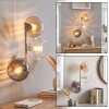 Applique murale moderne Koyoto, 3 lumières, abat-jour cannelé fumé, ambre et clair