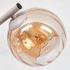 Applique murale moderne Koyoto, 3 lumières, abat-jour cannelé fumé, ambre et clair