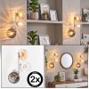 Applique murale Koyoto en lot de 2, avec 3 abat-jour ronds en verre cannelé