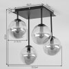 Plafonnier Gastor moderne à 4 lumières, grappe en verre ambré et fumé