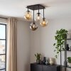 Plafonnier moderne Gastor, 4 abat-jour en verre ambre, fumé et clair en grappe