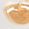 Plafonnier suspendu moderne Chehalis à 5 lumières, abat-jour ronds en verre ambré