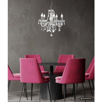 Nowa Marie lustre à pampilles, chandelier 5 lumières style antique pour salon