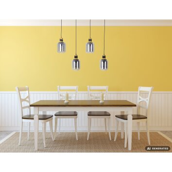 NOWA Ando suspension 4 flammes réglable E27, design moderne pour salle à manger