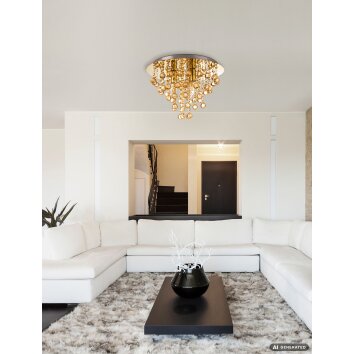 NOWA London plafonnier design à pampilles 3 lumières rond Ø 38 cm pour salon