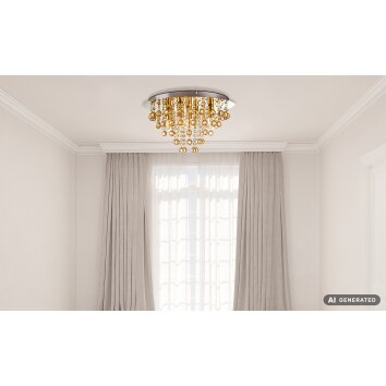 NOWA London plafonnier chandelier rond décoratif à pampilles 5 lumières E14 Ø 46 cm