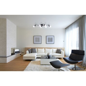 NOWA Loxy plafonnier moderne, luminaire de plafond allongé 6 flammes E14, salle à manger