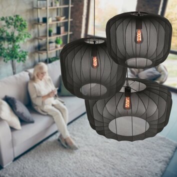 Steinhauer Sable suspension luminaire moderne abat-jour grillagé rond E27 longueur 45 cm