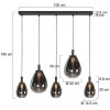 Steinhauer Suspension LED Glimsy, 5 verres fumés, longueur 115 cm, 2700 Kelvin blanc chaud