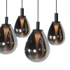 Steinhauer Suspension LED Glimsy, 5 verres fumés, longueur 115 cm, 2700 Kelvin blanc chaud