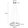 Steinhauer Suspension LED Ringlux, 3 anneaux, hauteur réglable, îlot, 2700 Kelvin blanc chaud
