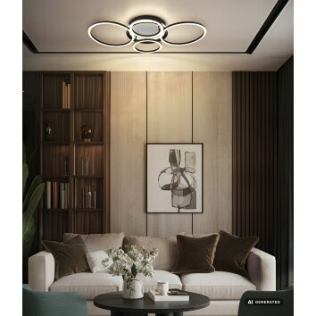 Globo Alvis plafonnier LED à anneaux moderne pour salon et salle à manger