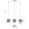 Globo Andre suspension triple à 3 globes, luminaire suspendu moderne-rétro