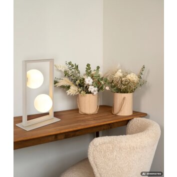 NOWA Nanda lampe à poser rectangulaire, lampe de table décorative 2 flammes G9 moderne