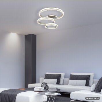 Globo Francine LED plafonnier à anneaux moderne pour salon, couloir, cuisine