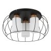 Globo Rowena plafonnier industriel à cage loft à 3 flammes rond E27 Ø 50 cm