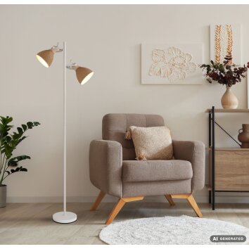 Globo Lyndon lampadaire sur pied salon à 2 lumières, douille E14, moderne