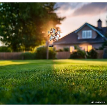 Globo ROSALI rose lampe solaire de jardin fleur éolienne antique pour allée