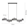 SCHÖNER WOHNEN-Kollektion DUBAI suspension LED à 13 flammes, réglable en hauteur