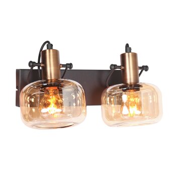 Steinhauer Applique murale Glaslic moderne à 2 lumières, verre ambré orientable