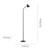 Leuchten Direkt, lampadaire liseuse PIXIE tête conique, LED 3000 Kelvin blanc chaud, réglable
