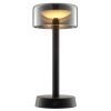 Brilliant lampe à poser Razor, abat-jour cylindrique noir, LED 2700 Kelvin blanc chaud