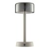 Brilliant, lampe à poser Razor LED moderne avec abat-jour cylindrique beige en verre