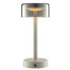 Brilliant, lampe à poser Razor LED moderne avec abat-jour cylindrique beige en verre