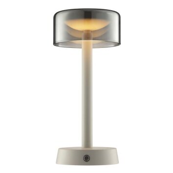 Brilliant, lampe à poser Razor LED moderne avec abat-jour cylindrique beige en verre