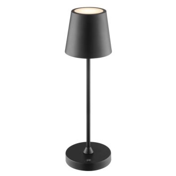Brilliant Lampe à poser Elora, abat-jour conique noir, LED blanc chaud 2700 Kelvin