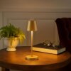 Brilliant Lampe à poser LED Elora, abat-jour conique doré, blanc chaud 2700 Kelvin