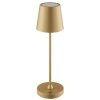 Brilliant Lampe à poser LED Elora, abat-jour conique doré, blanc chaud 2700 Kelvin