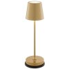 Brilliant Lampe à poser LED Elora, abat-jour conique doré, blanc chaud 2700 Kelvin