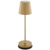 Brilliant Lampe à poser LED Elora, abat-jour conique doré, blanc chaud 2700 Kelvin