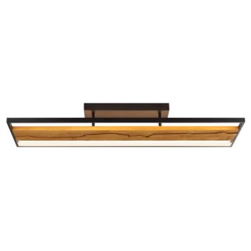 Brilliant Plafonnier LED Thunder, panneau décoratif en bois foncé, 3000 Kelvin blanc chaud