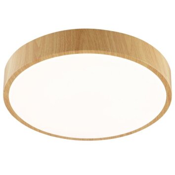Brilliant Leuchten, plafonnier LED Teranon rond, ton bois clair, 3000 Kelvin blanc chaud